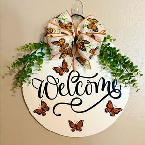Butterfly Welcome Wall Decor with Greenery